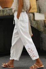 White Lace Casual Loose Pants