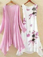 Floral Print Midi Dress Two-Piece Set