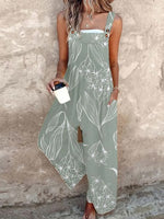 Green Floral Print Jumpsuit