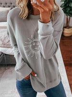 Sunflowers Print Round Neck Long Sleeves Sweatshirt