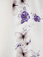 White Floral Printed V-neck Short Sleeve Midi Dress