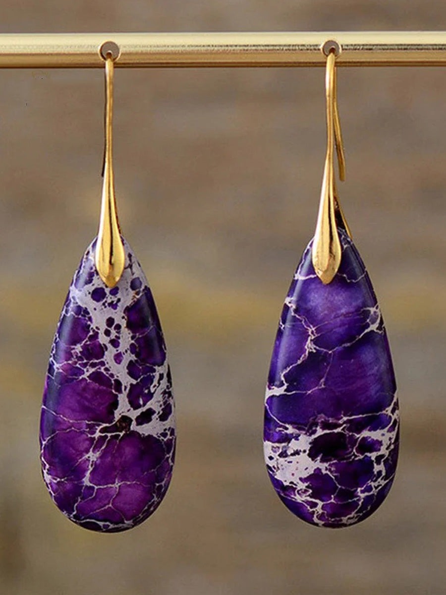 Bohemian Vintage Teardrop Stone Dangle Earrings