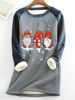 Christmas Gnomes Print O-neck Long Sleeves Thermal Underwear