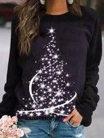 Christmas Tree Print Crew Neck Long Sleeves Sweatshirt
