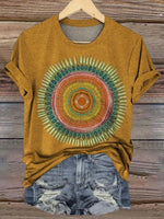 Abstract Pattern Round Neck Short Sleeve Loose T-shirt