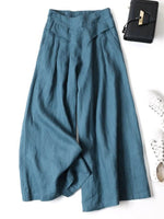 Solid Color Elastic Waist Loose Casual Ninth Wide-Leg Pants