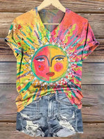 Showy V-neck Short Sleeve Tops