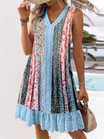 Graphic Lace V-neck Sleeveless Midi Dress