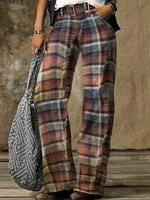 Vintage Plaid Casual Loose Straight Leg Pants