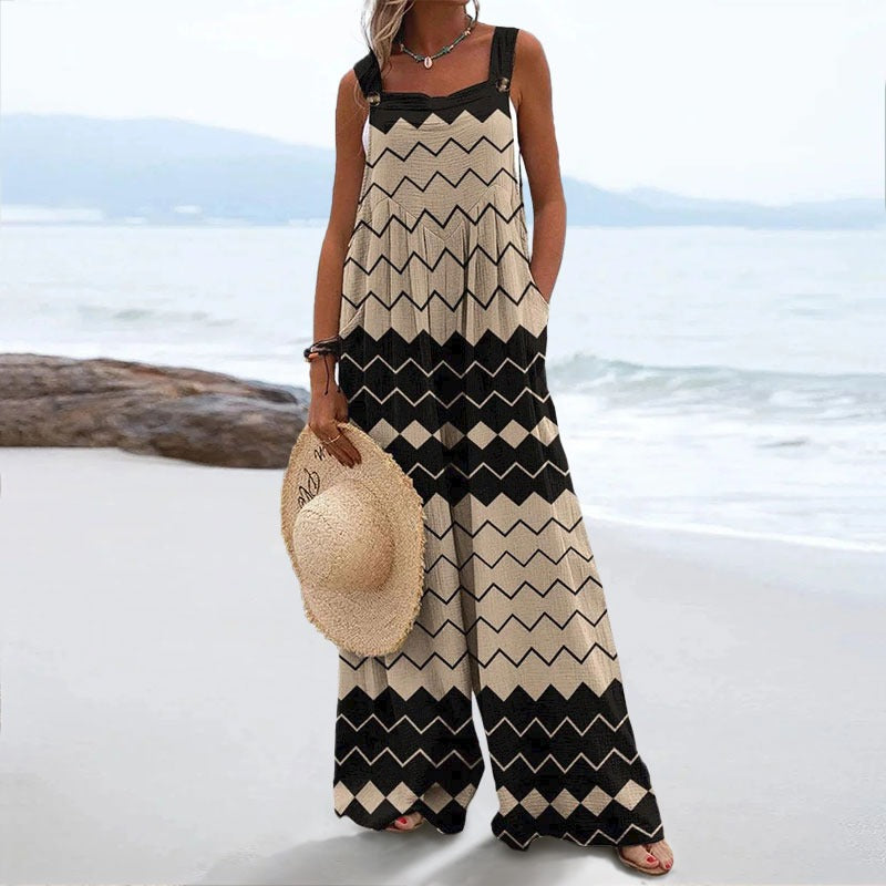 Geometric Fringe Print Jumpsuit