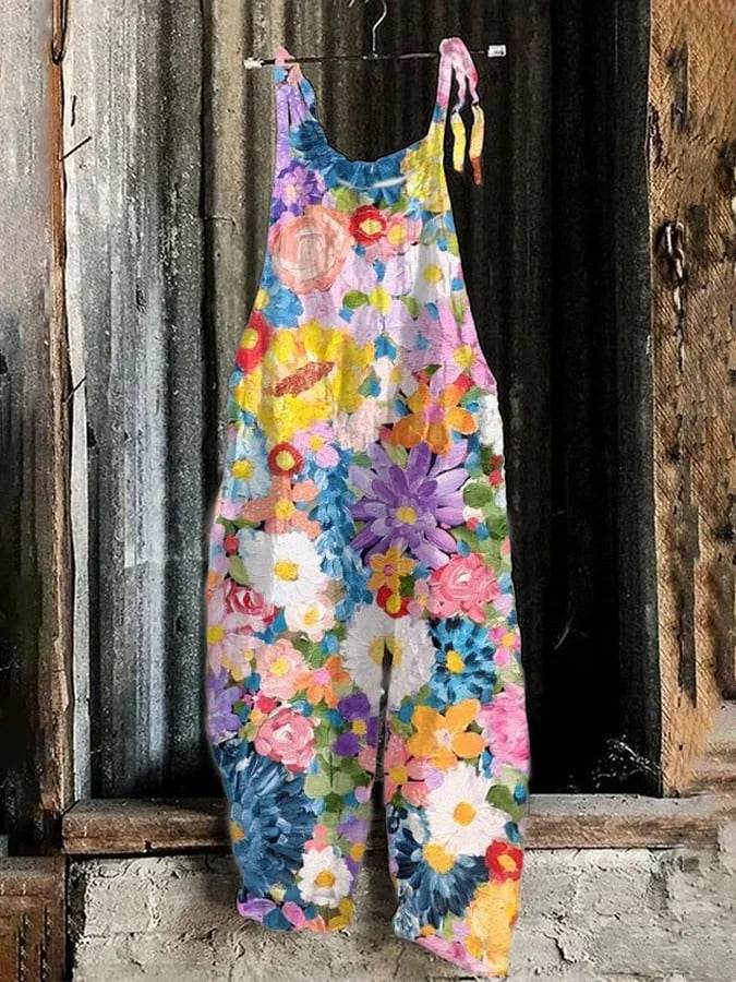 Art Floral Print Jumpsuit