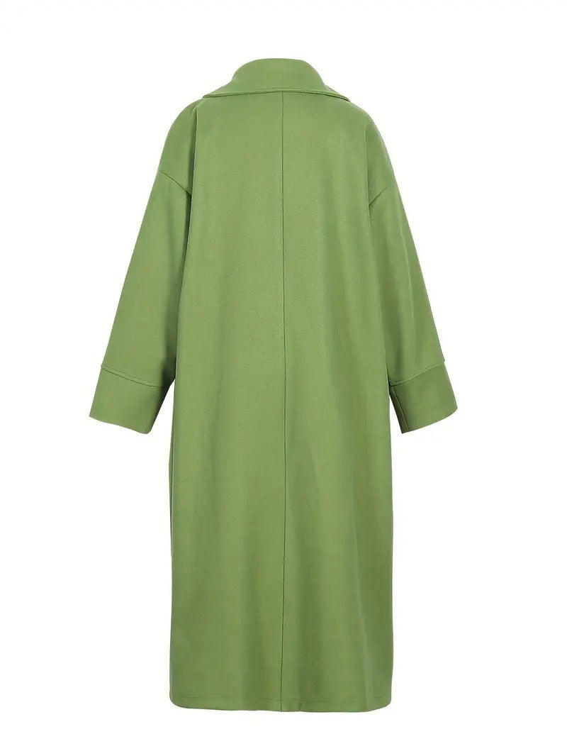 Stylish Plain Stand Collar Long Sleeve Casual Plus Size Long Jacket