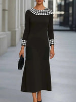 Groovy Round Neck Long Sleeve Maxi Dress