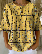 Abstraction Patterns Half Sleeve Casual Waffle Cotton Shirt