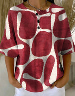 Color Block Abstract Print Crew Neck Half Sleeve Casual Shirt