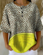 Abstract Polka Dot Print Crew Neck Half Sleeve Casual Shirt