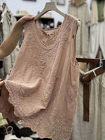 Vintage Plain Lace Floral Sleeveless Casual Vest Top