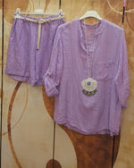 Pure Color V Neck Long Sleeve Casual Two Piece Sets