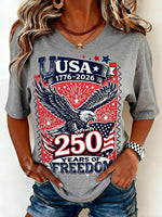 Women's Independence Day Graphic Print Crew Neck Casual Short Sleeve T-Shirt