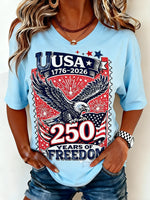 Women's Independence Day Graphic Print Crew Neck Casual Short Sleeve T-Shirt