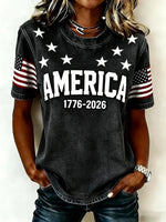 Women's Independence Day America Print Casual T-Shirts