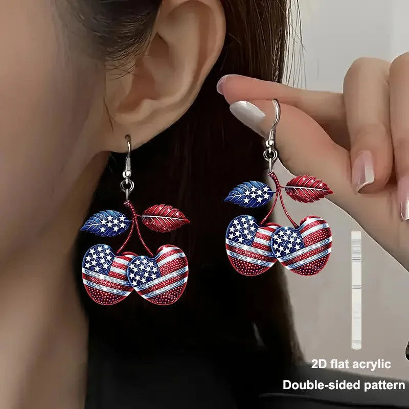 American Flag Shaped Acrylic Dangle Earrings