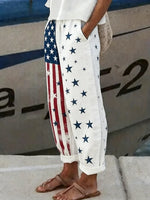 Women's Independence Day American Flag Print Casual Long Pants
