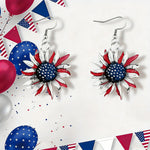 American Flag Sunflower Acrylic Dangle Earrings