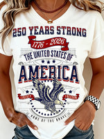 Vintage America 250 Years Patriotic Crew Neck Short Sleeve T-Shirt
