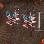 American Flag Bald Eagle Acrylic Dangle Earrings