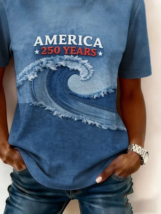 America 250 Years Graphic Crew Neck Short Sleeve T-Shirt