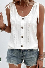 Casual Loose Round Neck Plain Sleeveless Tank Top