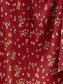 Summer Ditsy Floral V Neck Short Sleeve A-Line Midi Dress For Women