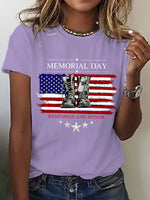 Women Memorial Day Flag Graphic Crew Neck Short Sleeve T-shirt