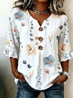 Women V Neck Half Sleeve Floral Regular Fit Blouse