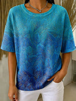 Casual Abstract Crew Neck Short Sleeve T-shirt