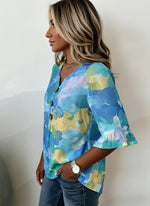 V Neck Half Sleeve Floral Regular Regular Fit Blouse For Women