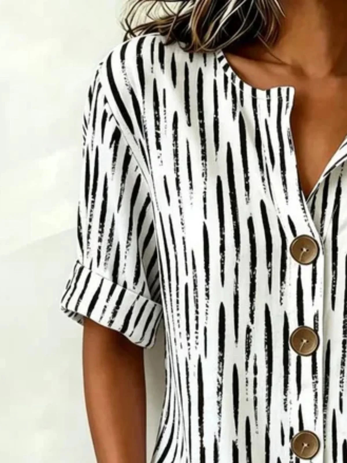 V Neck Half Sleeve Geometric Regular Regular Fit Blouse For Women
