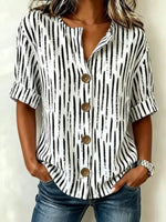 V Neck Half Sleeve Geometric Regular Regular Fit Blouse For Women
