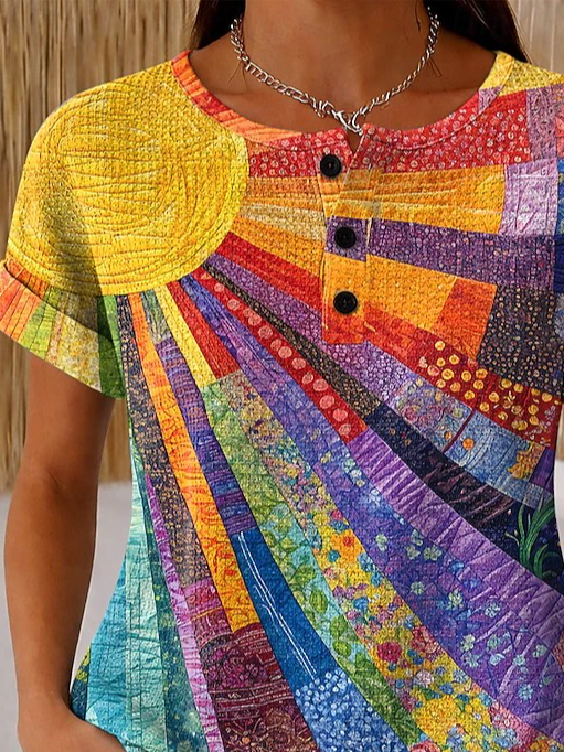 Vintage Pop Art Print Short Sleeve T-shirt
