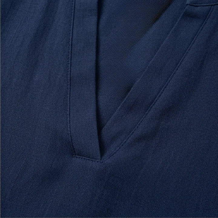 Women'sV Neck Rolled Short Sleeve Loose Blouse with Asymmetric Curved Hem