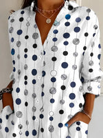 Shirt Collar Long Sleeve Polka Dots Regular Micro-Elasticity Loose Shirt For Women