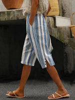 Casual Striped Natural Straight Pants Shorts