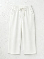 Women's Solid Color Breathable Linen Blend Casual Capri Pants For Daily Wear