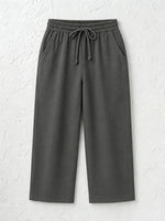 Women's Solid Color Breathable Linen Blend Casual Capri Pants For Daily Wear