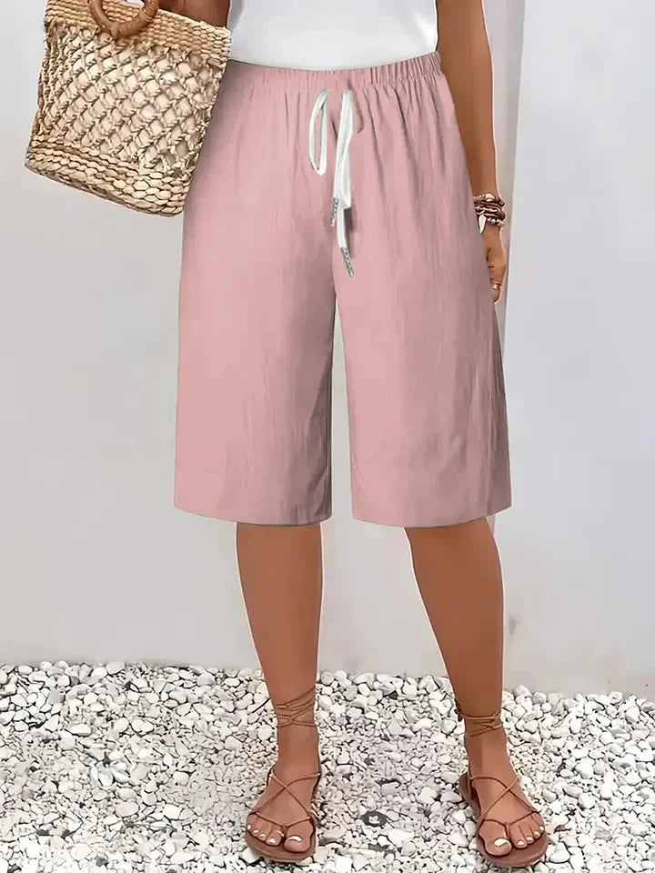 Women's Casual Straight-Leg Cotton Linen Shorts