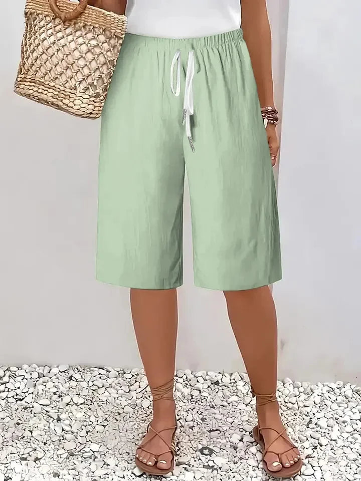 Women's Casual Straight-Leg Cotton Linen Shorts
