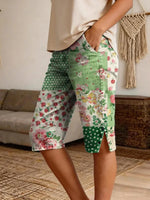 Women's Retro Patchwork Floral Art Print Casual Denim Shorts Share on Facebook