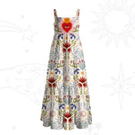 Sacred Flame Heart Wide Straps Maxi Dress