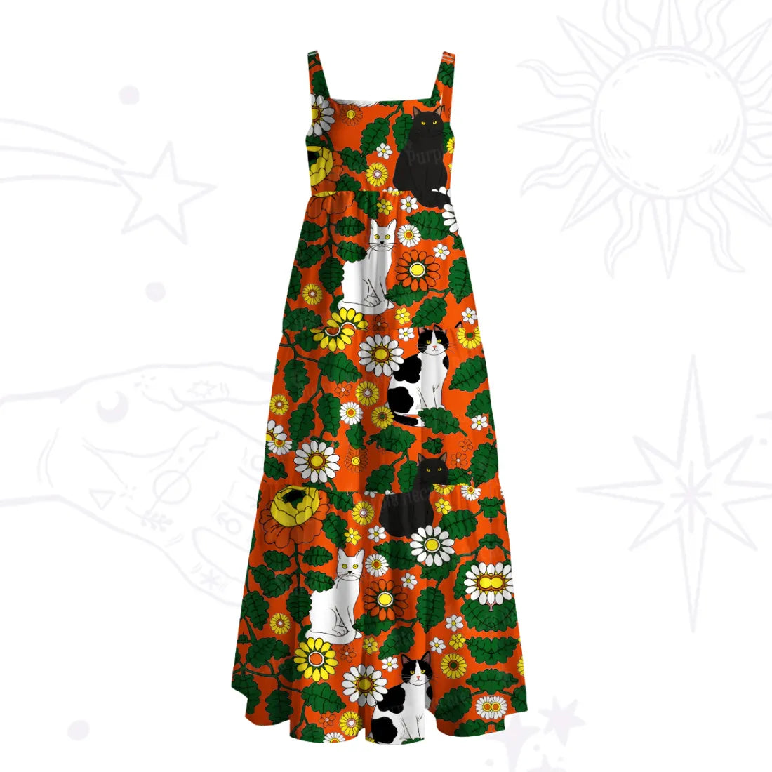 Daisy Cat  Garden Wide Straps Maxi Dress